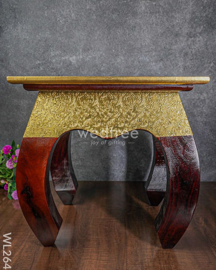 Wooden Stool With Brass Finish - 16 Inch Wl2643 Stools