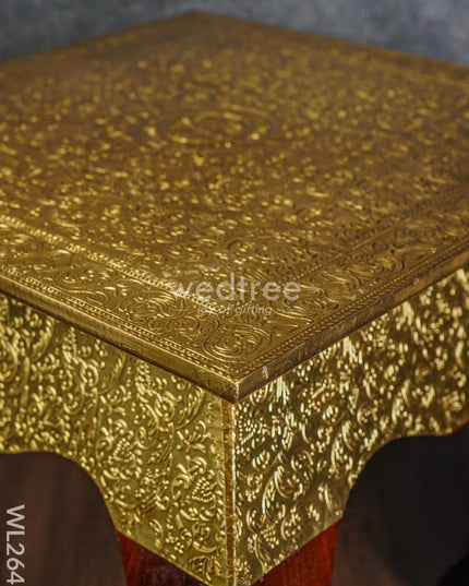 Wooden Stool With Brass Finish - 16 Inch Wl2643 Stools