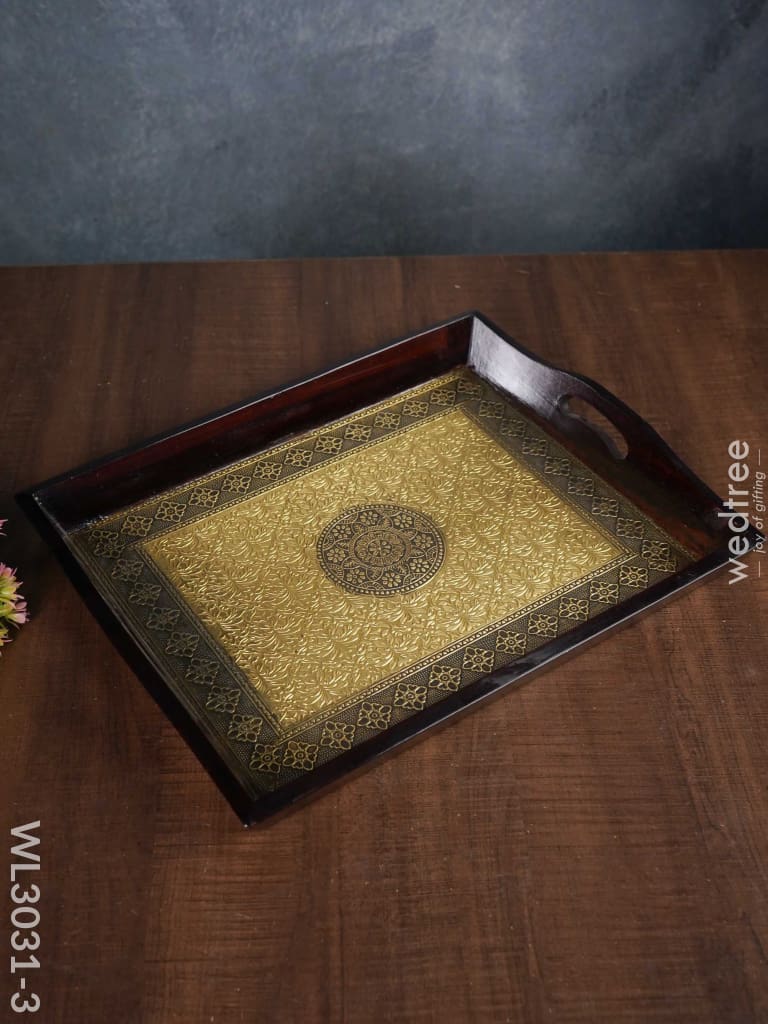 Wooden Tray With Brass Fitting - Wl3031 Big Trays