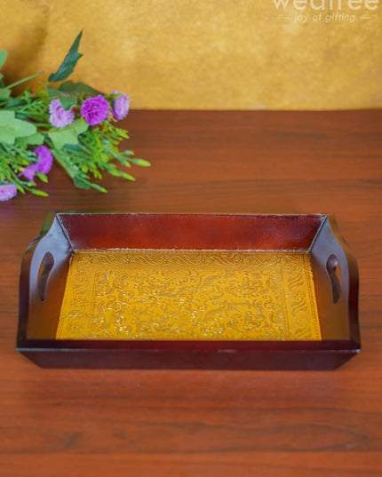 Wooden Tray With Brass Fitting - Wl3031 Trays