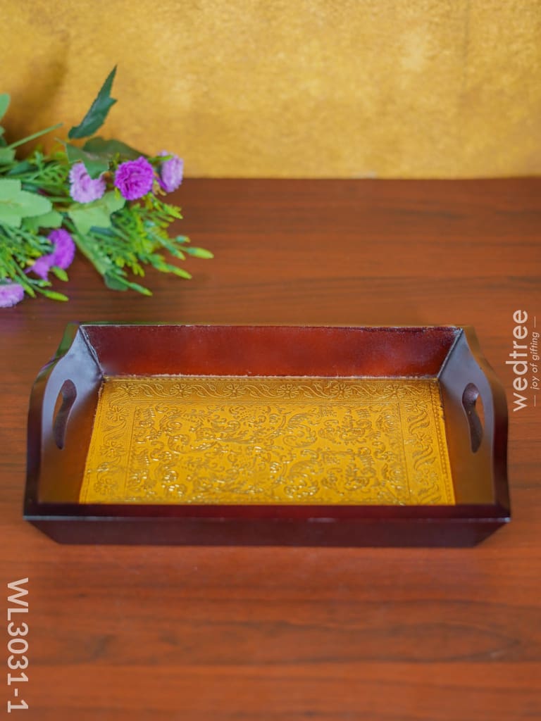 Wooden Tray With Brass Fitting - Wl3031 Trays