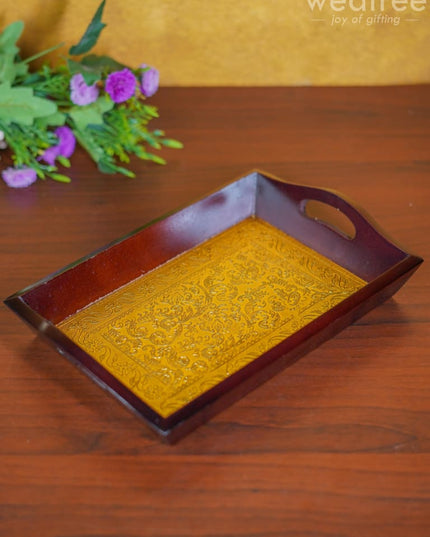 Wooden Tray With Brass Fitting - Wl3031 Trays