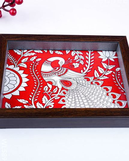 Wooden Tray with Peacock Design - WL5890 - Wooden Trays