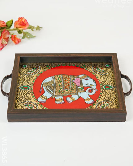 Wooden Tray With Reverse Acrylic Painting - Wl3865 Trays
