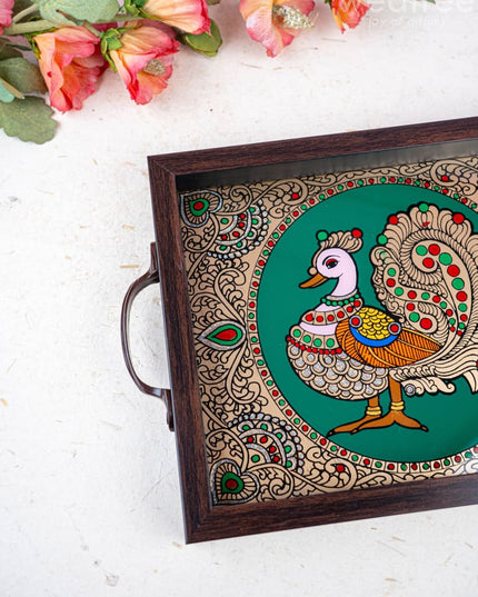 Wooden Tray with Reverse Acrylic Painting - WL3865 - Wooden Trays