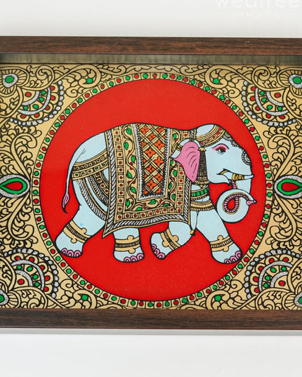 Wooden Tray With Reverse Acrylic Painting - Wl3865 Trays