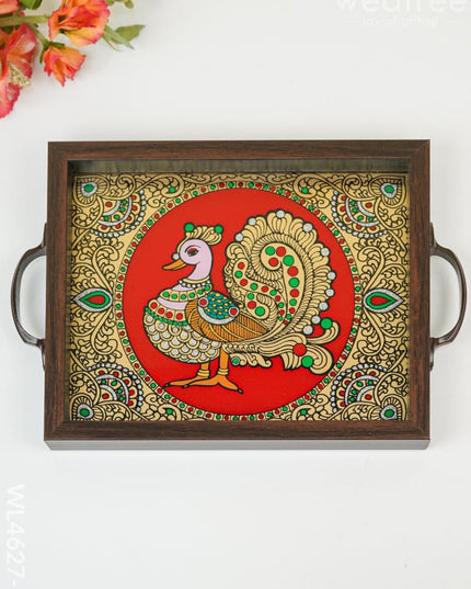 Wooden Tray With Reverse Acrylic Painting - Wl4627 Annapakshi Trays