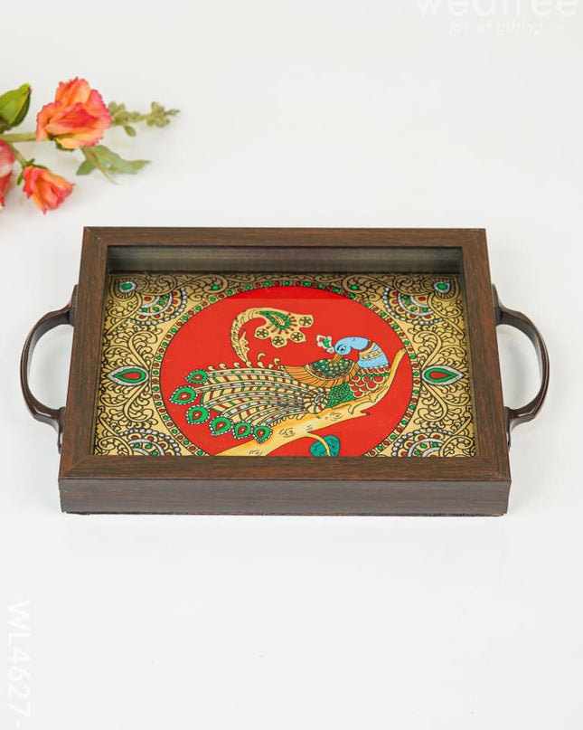 Wooden Tray With Reverse Acrylic Painting - Wl4627 Trays