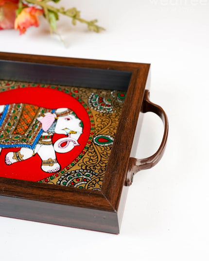 Wooden Tray with Reverse Acrylic Painting - WL4627 - Wooden Trays