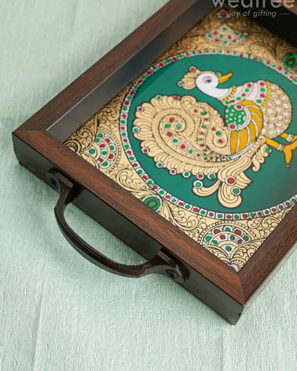 Wooden Tray With Reverse Acrylic Painting - Wl4627 Trays