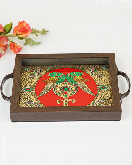 Wooden Tray With Reverse Acrylic Painting - Wl4627 Trays