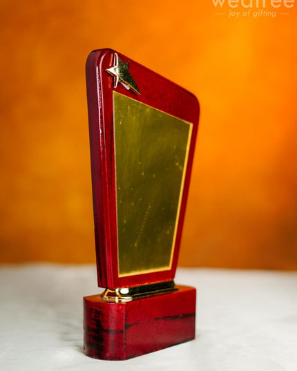Wooden Trophy With Star - 9.5 Inch Bcg0212 Branding