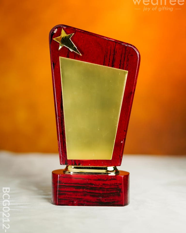 Wooden Trophy With Star - 9.5 Inch Bcg0212 Branding