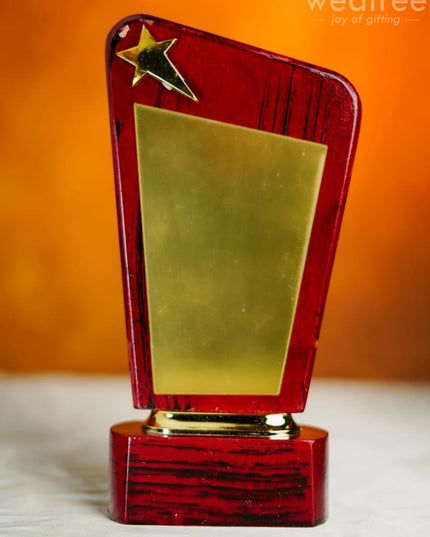 Wooden Trophy With Star - 9.5 Inch Bcg0212 Branding