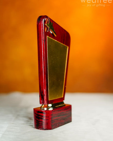 Wooden Trophy With Star - 9.5 Inch Bcg0212 Branding