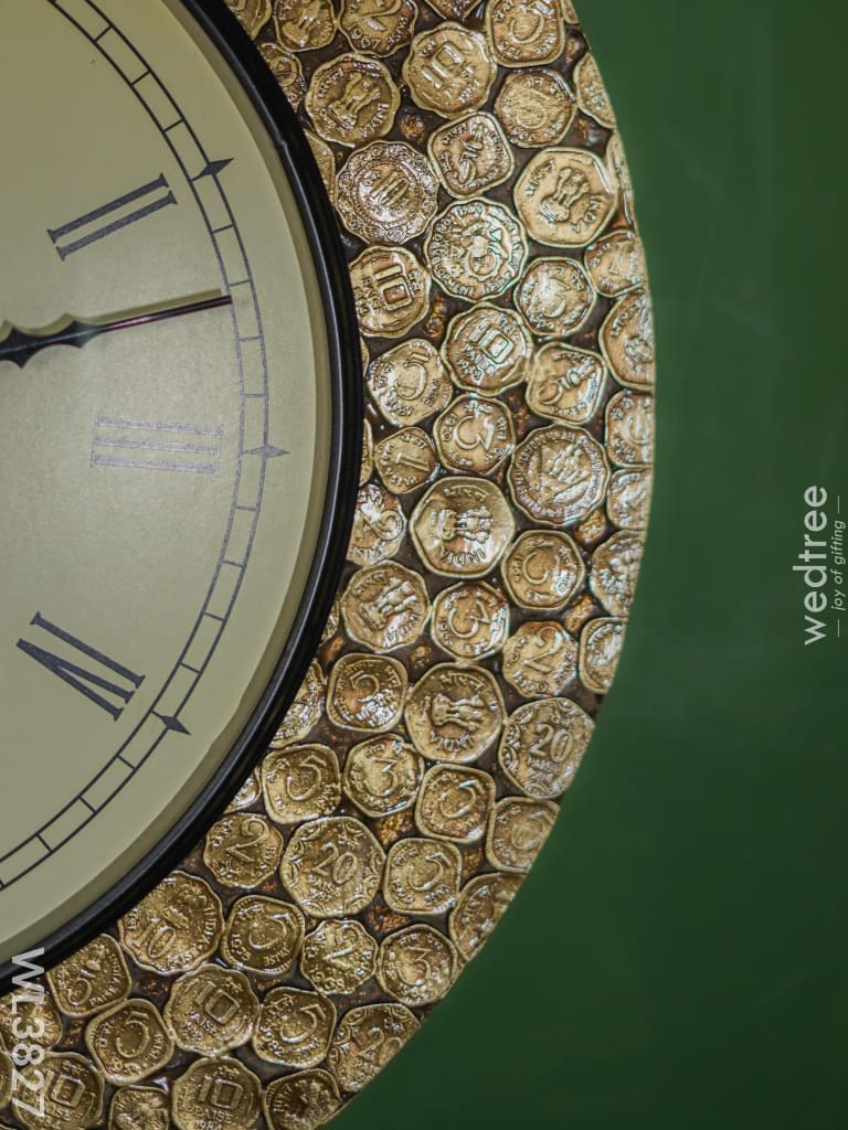 Wall Clock - Polished Brass In Brown Base (18 Inch) Wl3827 Clocks