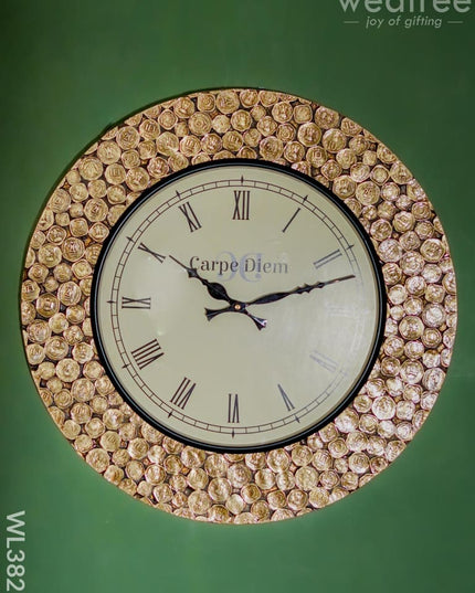 Wall Clock - Polished Brass In Brown Base (18 Inch) Wl3827 Clocks