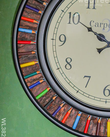 Wall Clock - Wooden Colour Pencil (18 Inch) Wl3826 Clocks