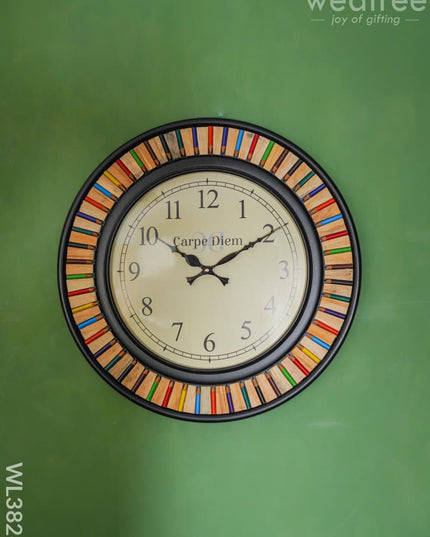 Wooden Wall Clock With Colour Pencil Frame (18 Inch) - Wl3826 Clocks