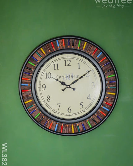 Wall Clock - Wooden Colour Pencil (18 Inch) Wl3826 Clocks