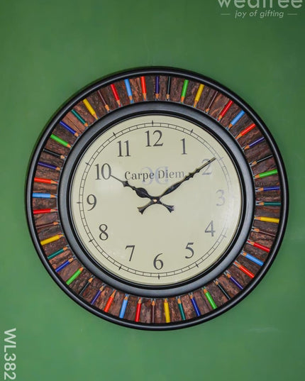 Wall Clock - Wooden Colour Pencil (18 Inch) Wl3826 Clocks