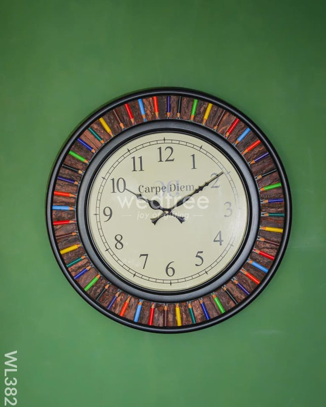 Wall Clock - Wooden Colour Pencil (18 Inch) Wl3826 Clocks