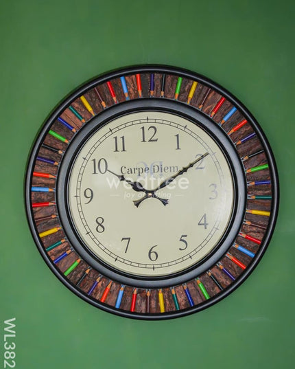 Wall Clock - Wooden Colour Pencil (18 Inch) Wl3826 Clocks