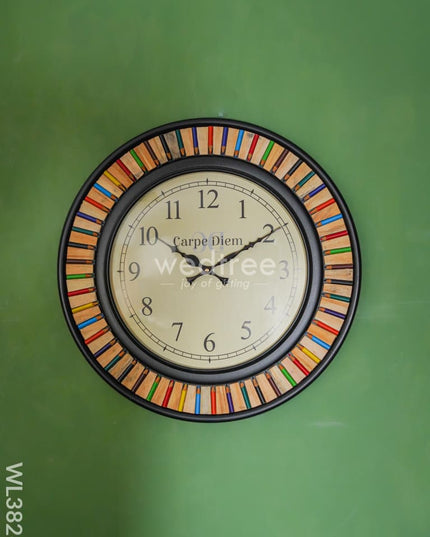 Wooden Wall Clock With Colour Pencil Frame (18 Inch) - Wl3826 Clocks