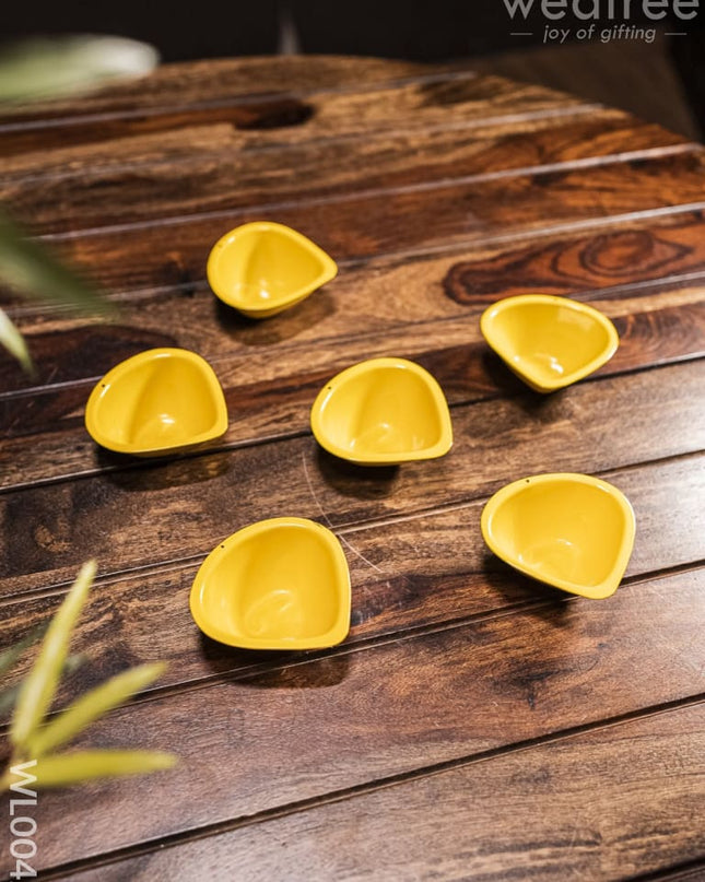 Yellow Metal Diya (Set Of 6) - Wl0042 Decor Utility