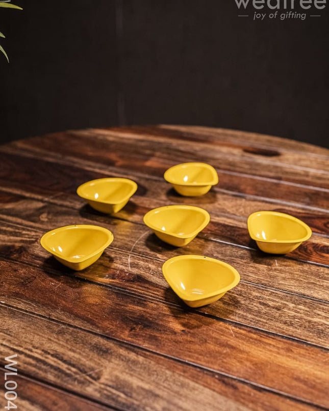 Yellow Metal Diya (Set Of 6) - Wl0042 Decor Utility