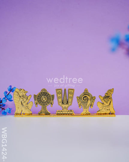 Zinc Alloy Shank Chakra Nama Stand - Wbg1424 Gold Antique Murti Rg
