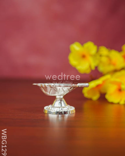 Zinc Alloy Swastik Diya In Leaf Shape - Wbg1294 Diyas